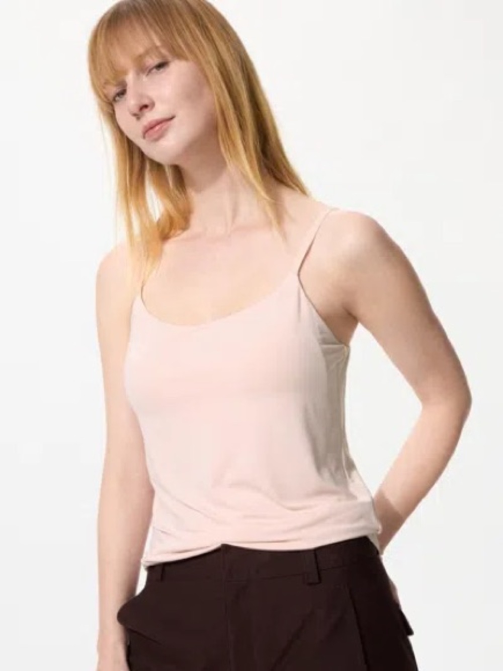 Uniqlo Women’s Lightweight Pink Camisole Tank Top with built in bras